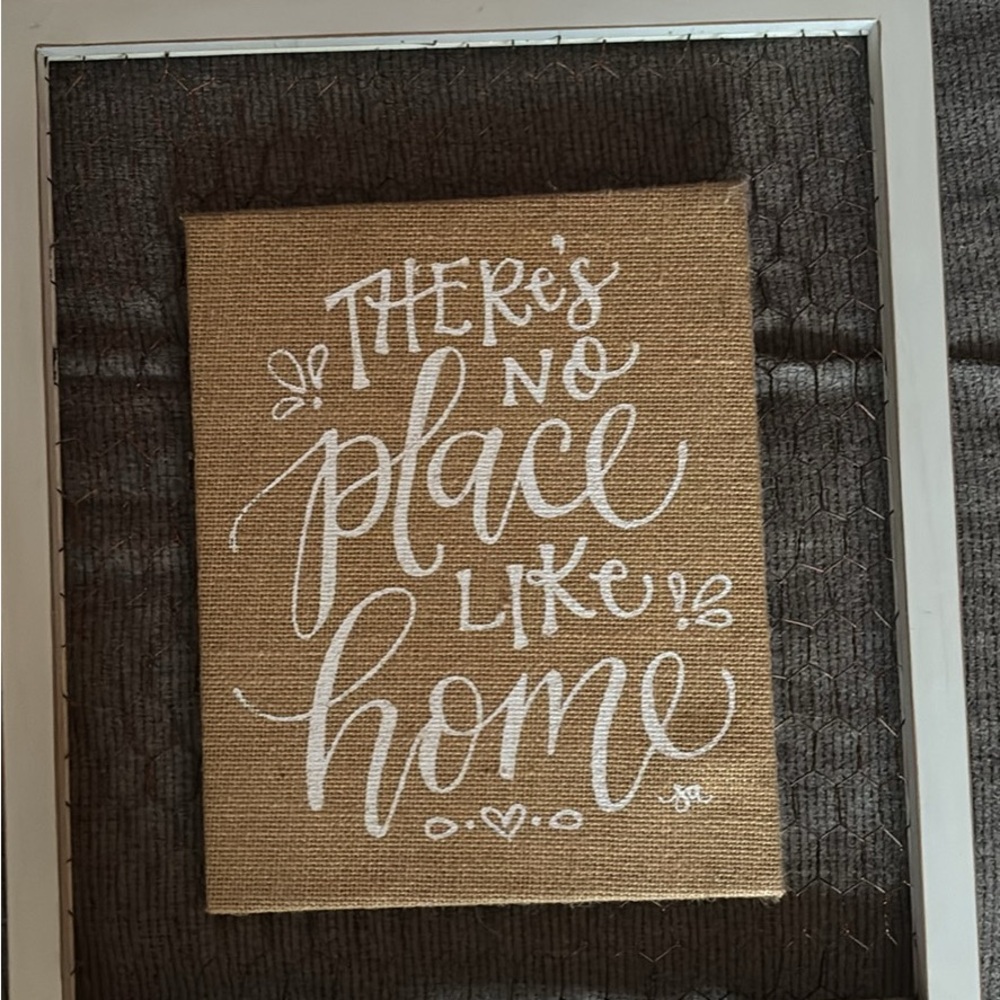 There’s No Place Like Home Decorative  Burlap Wall Art